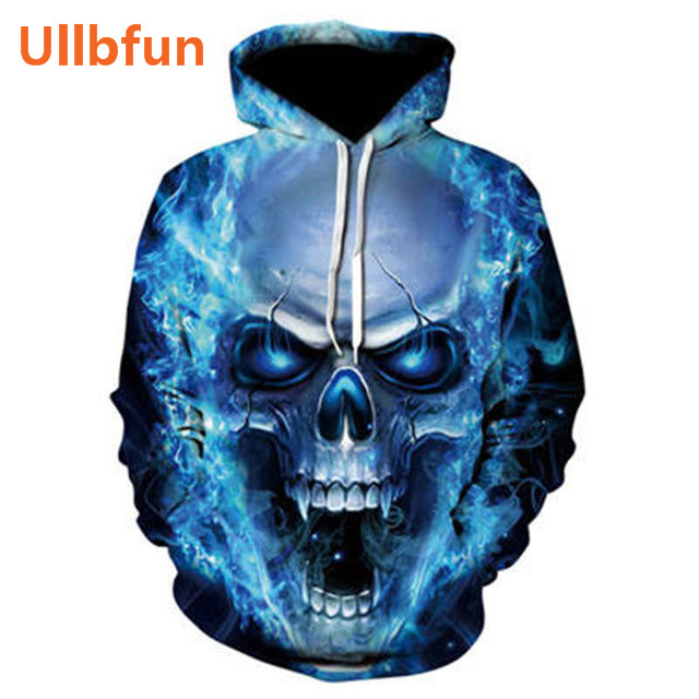 Ullbfun Sweatshirt 3D Skull Printed Pullovers Hoodies (19)